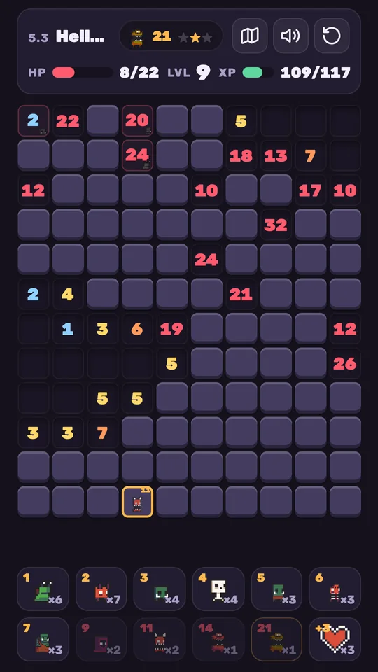 A Hellgate floor with big numbers